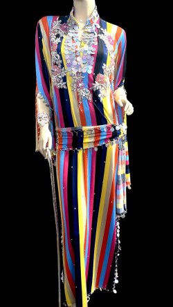 画像1: エジプト製ゴージャスストライプサイーディ/ バラディドレス☆multiple colors☆