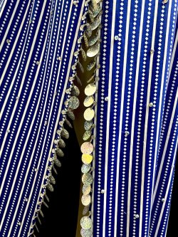 画像5: エジプト製ゴージャスストライプサイーディ/ バラディドレス☆white X royal blue ☆