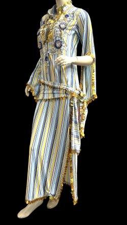 画像3: エジプト製ゴージャスストライプサイーディ/ バラディドレス☆yellow X blue☆