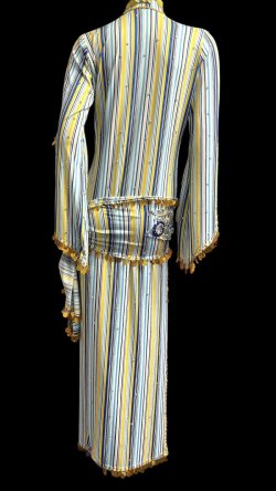 画像4: エジプト製ゴージャスストライプサイーディ/ バラディドレス☆yellow X blue☆