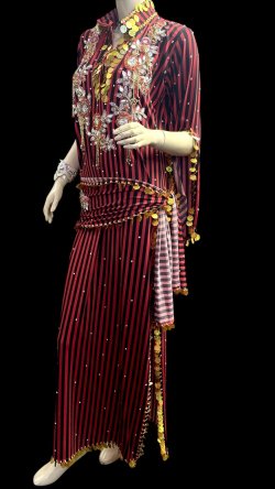 画像3: エジプト製ゴージャスストライプサイーディ/ バラディドレス☆Red X Black ☆