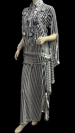 画像3: エジプト製ゴージャスストライプサイーディ/ バラディドレス☆white X Black ☆