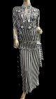 エジプト製ゴージャスストライプサイーディ/ バラディドレス☆white X Black ☆