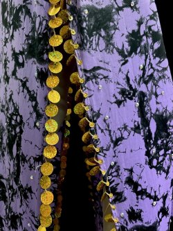 画像5: エジプト製プリントストレッチバラディドレス☆ black purple tie dye color☆