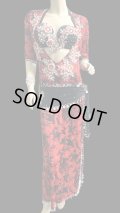 エジプト製プリントストレッチバラディドレス☆ black red  tie dye color☆