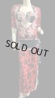 エジプト製プリントストレッチバラディドレス☆ black red  tie dye color☆