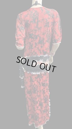 画像5: エジプト製プリントストレッチバラディドレス☆ black red  tie dye color☆