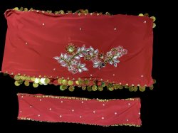 画像6: エジプト製プリントストレッチバラディドレス☆Red flower☆