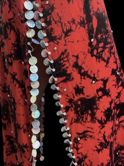 画像4: エジプト製プリントストレッチバラディドレス☆ black red  tie dye color☆