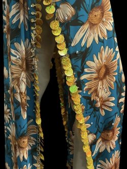 画像5: エジプト製プリントストレッチバラディドレス☆ green flower☆