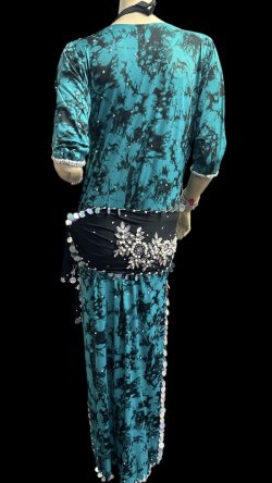 画像4: エジプト製プリントストレッチバラディドレス☆ black green  tie dye color☆