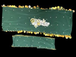 画像6: エジプト製プリントストレッチバラディドレス☆green stripe flower☆