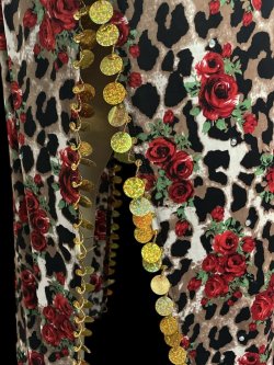 画像5: エジプト製プリントストレッチバラディドレス☆ black red rose ☆