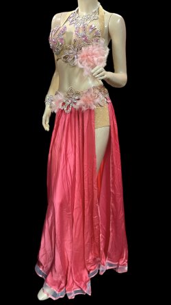 画像2: エジプトオリエンタルコスチューム☆salmon pink satin brilliant ☆