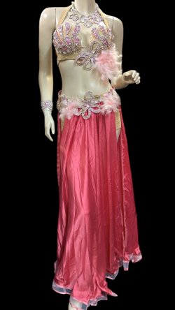 画像1: エジプトオリエンタルコスチューム☆salmon pink satin brilliant ☆