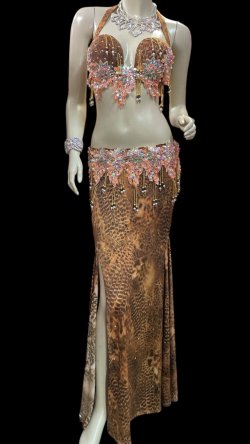 画像1: エジプトオリエンタルコスチューム☆orange animal print sunset ☆