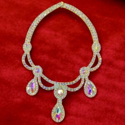 画像1: オーロラキラキララインストーンネックレス4