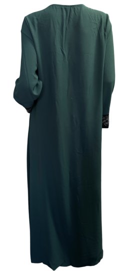 画像4: プリントポリエステルガラベーヤ☆green black rhinestone☆前開きタイプ☆フロントオープン