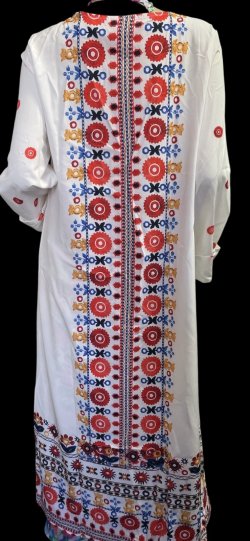 画像4: プリントポリエステルガラベーヤ☆White orange flower☆前開きタイプ☆フロントオープン