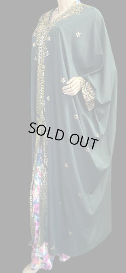 画像3: プリントポリエステルガラベーヤ☆green gold print ☆前開きタイプ☆フロントオープン