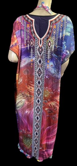 画像4: プリントポリエステルガラベーヤ☆mix colors☆前開きタイプ☆フロントオープン