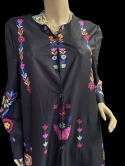 画像2: プリントポリエステルガラベーヤ☆White orange flower☆前開きタイプ☆フロントオープン