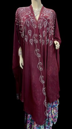 画像1: フーデットキラキラパールカバードレス☆bordeaux☆