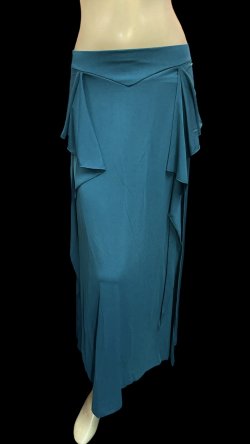 画像1: ストレッチフリルスリットスカート☆Tealgreen☆