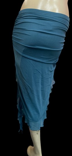 画像3: ストレッチフリルスリットスカート☆teal green ☆