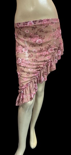 画像1: Amira Jamila オリジナル☆ストレッチフリルヒップスカーフ *rose pink fume *