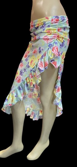 画像2: Amira Jamila オリジナル☆ストレッチフリルヒップスカーフ*mint green multiple flowers*