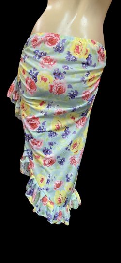 画像3: Amira Jamila オリジナル☆ストレッチフリルヒップスカーフ*mint green multiple flowers*