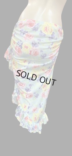 画像3: Amira Jamila オリジナル☆ストレッチフリルヒップスカーフ*mint green multiple flowers*
