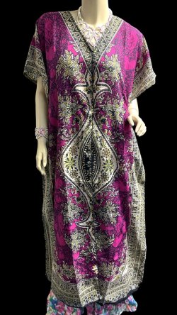 画像1: プリントカバードレス☆ピンクアラビアンアラベスク☆⭐️フロントオープン  ⭐️