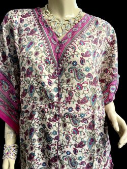 画像3: プリントカバードレス☆ターコイズピンクペイズリー☆⭐️フロントオープン  ⭐️