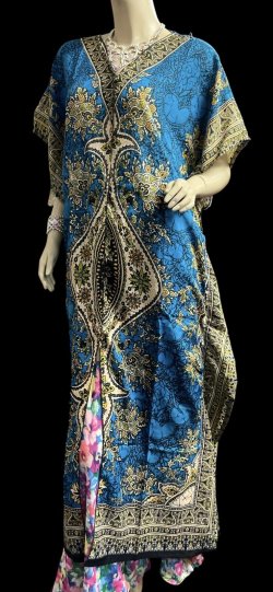 画像2: プリントカバードレス☆ターコイズアラビアンアラベスク☆⭐️フロントオープン  ⭐️