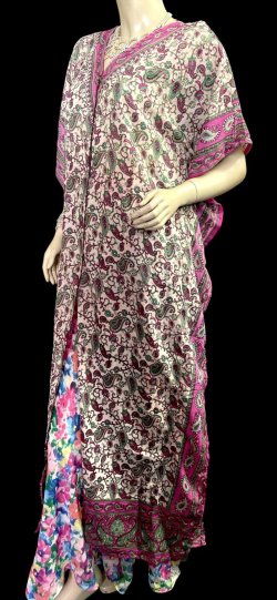 画像2: プリントカバードレス☆ピンクグリーンペイズリー☆⭐️フロントオープン  ⭐️