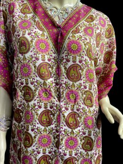 画像3: プリントカバードレス☆ピンクオリーブペイズリー☆⭐️フロントオープン  ⭐️