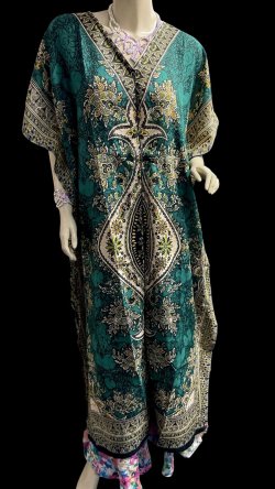 画像1: プリントカバードレス☆グリーンアラビアンアラベスク☆⭐️フロントオープン  ⭐️