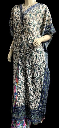 画像2: プリントカバードレス☆ブルーグリーンペイズリー☆⭐️フロントオープン  ⭐️