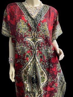 画像3: プリントカバードレス☆レッドアラビアンアラベスク☆⭐️フロントオープン  ⭐️