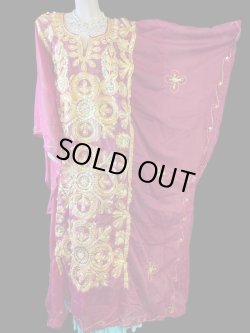 画像5: エジプト製トラディショナルハリジドレス☆burgundy ☆