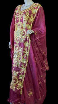 画像3: エジプト製トラディショナルハリジドレス☆burgundy ☆
