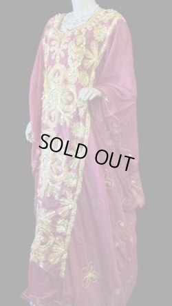 画像3: エジプト製トラディショナルハリジドレス☆burgundy ☆