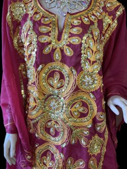 画像2: エジプト製トラディショナルハリジドレス☆burgundy ☆