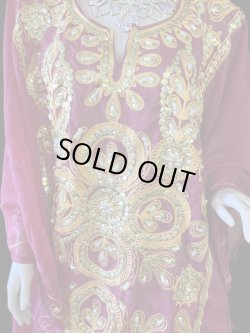 画像2: エジプト製トラディショナルハリジドレス☆burgundy ☆