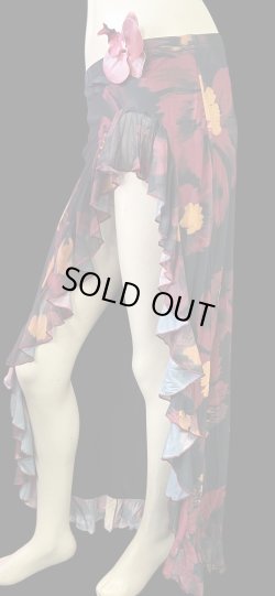 画像2: ストレッチフリルスリットスカート☆Black red  flower☆