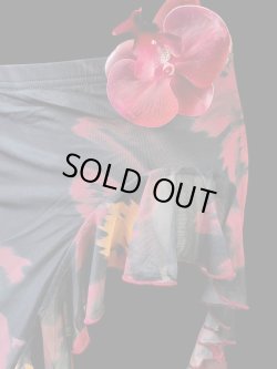 画像3: ストレッチフリルスリットスカート☆Black red  flower☆