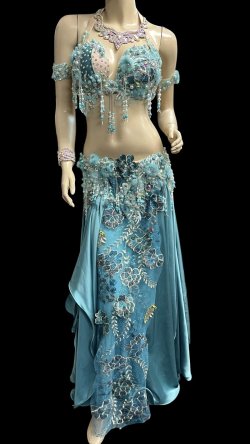 画像1: エジプトAmrオリエンタルコスチューム☆smooth Celeste blue ☆