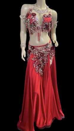 画像2: エジプトAmrオリエンタルコスチューム☆Red fluffy flower ☆